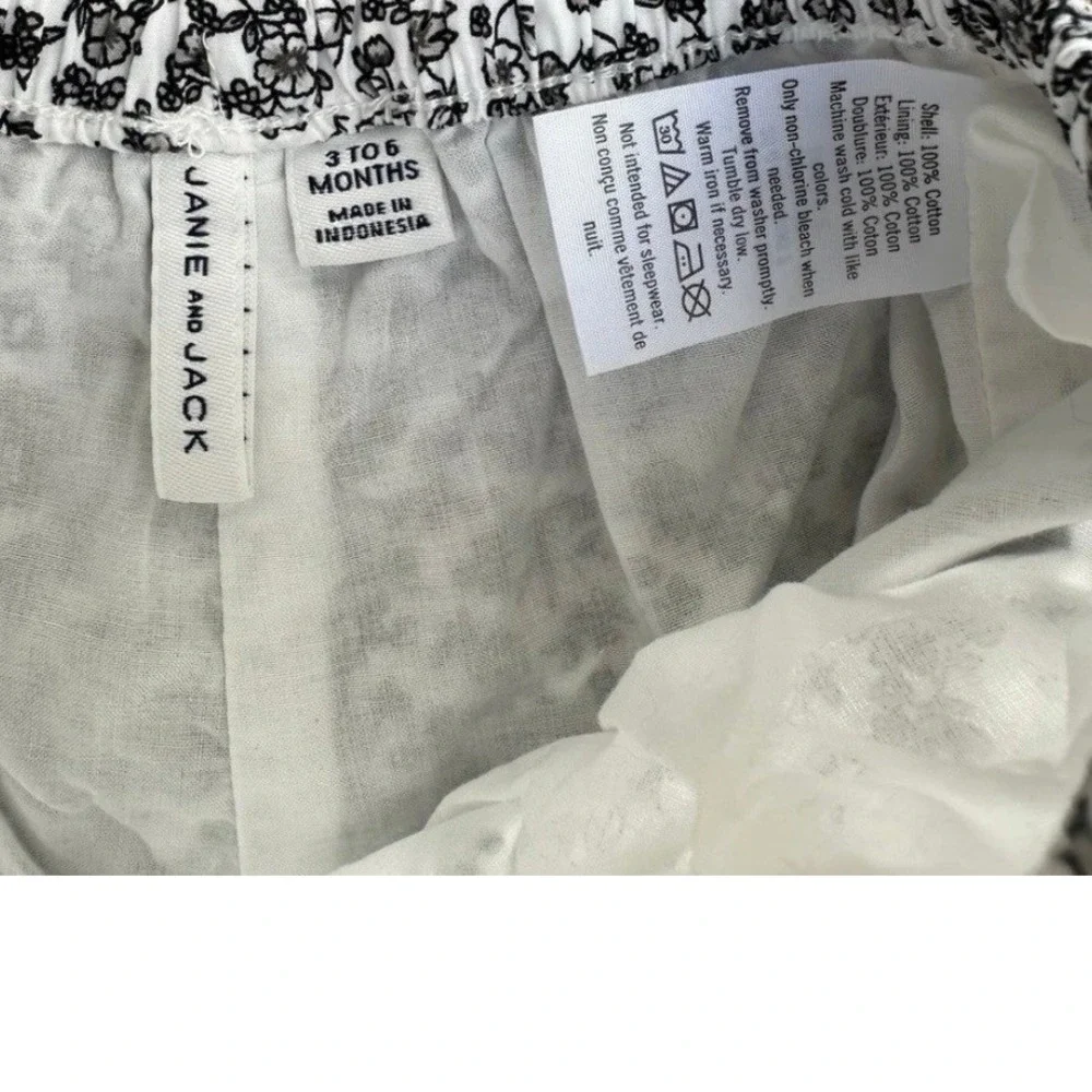 Janie and Jack Baby Girl Floral Halter Top Bloomer Set Black White 3-6M